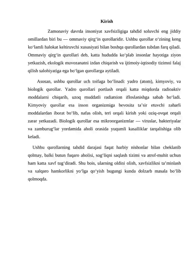 Ommaviy qirg'in qurollaridan foydalanish oqibatlari 2