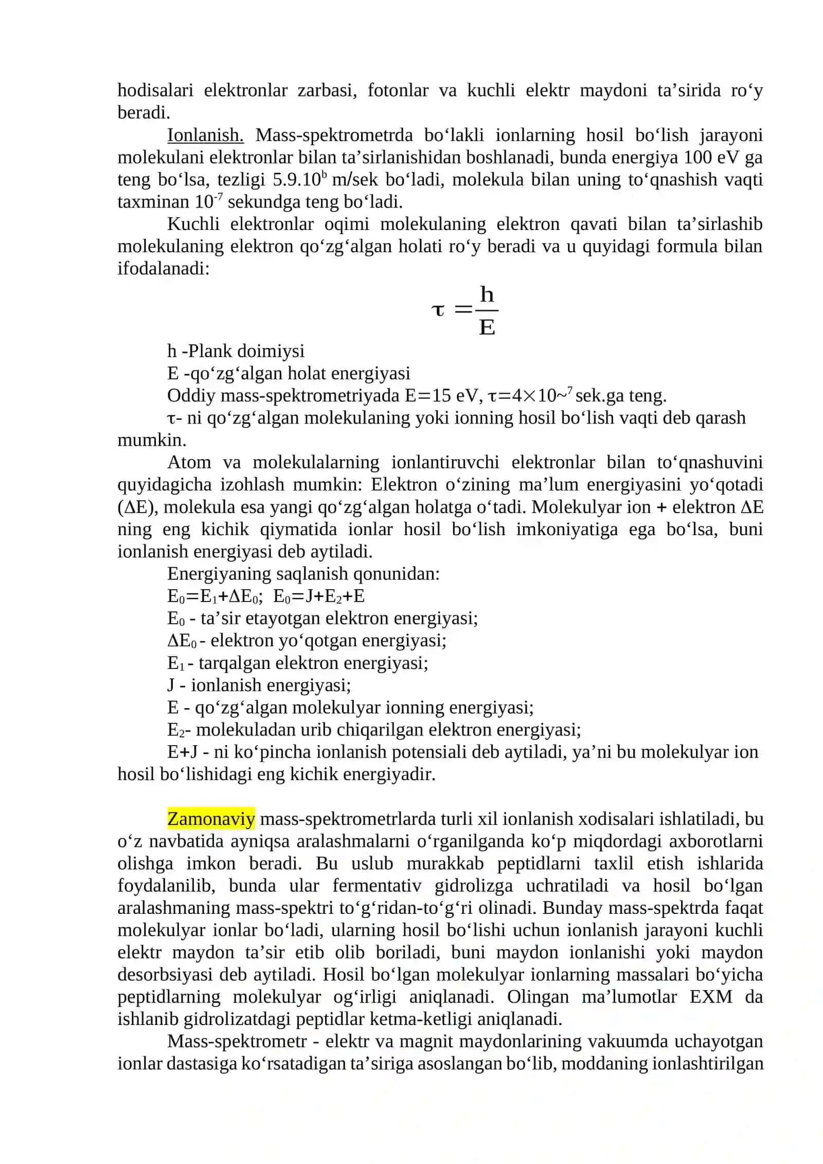Massa spektrometrik uslubidan foydalanib neft gaz mahsulotlarini tarkibi va sifatini o‘rganish 2