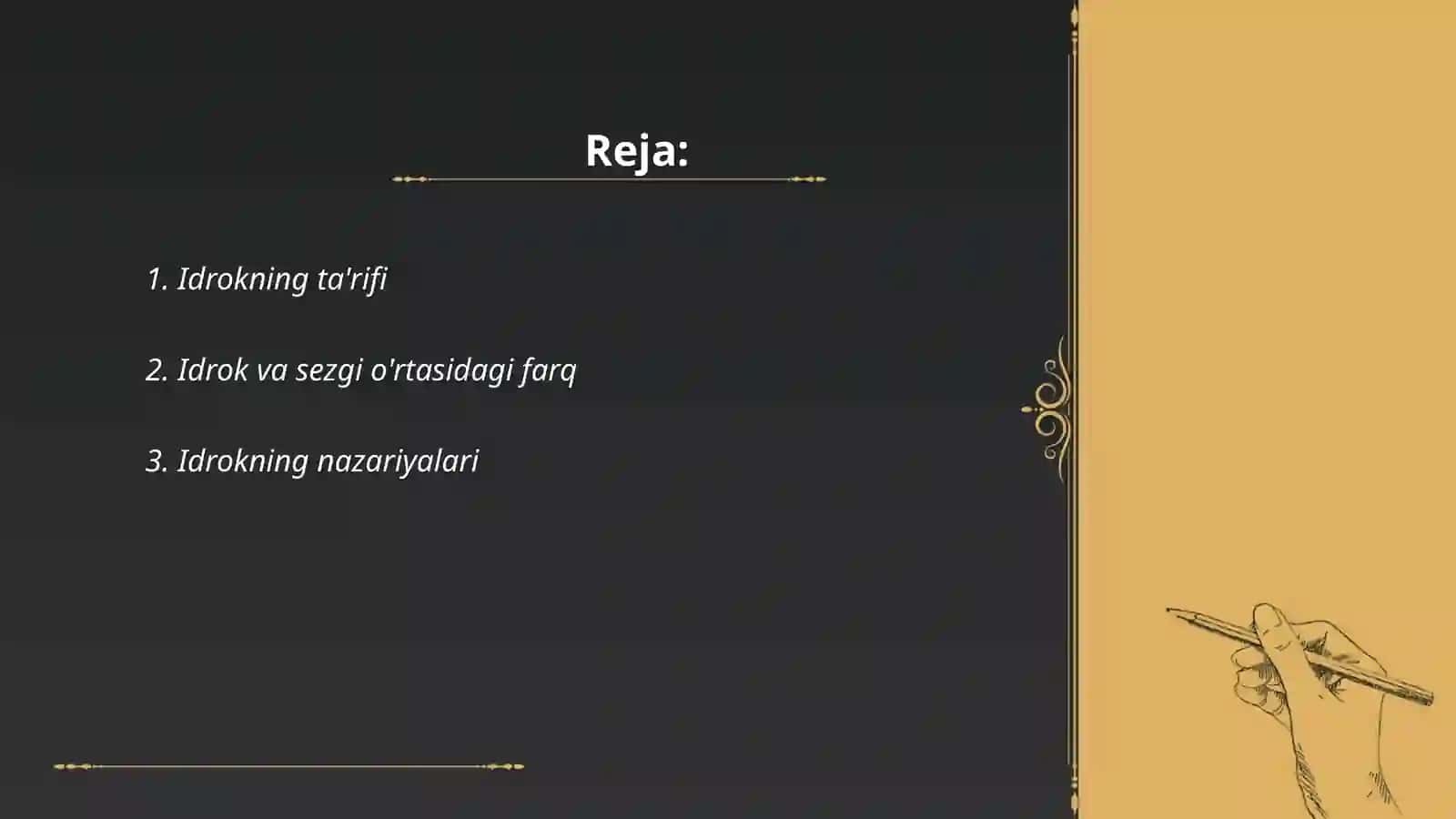 Idrok haqida umumiy tushuncha idrokning turlari va uning buzilishi 2
