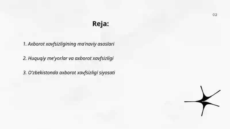 O'zbekistonda axborot xavfsizligining ma'naviy va huquqiy asoslari 2