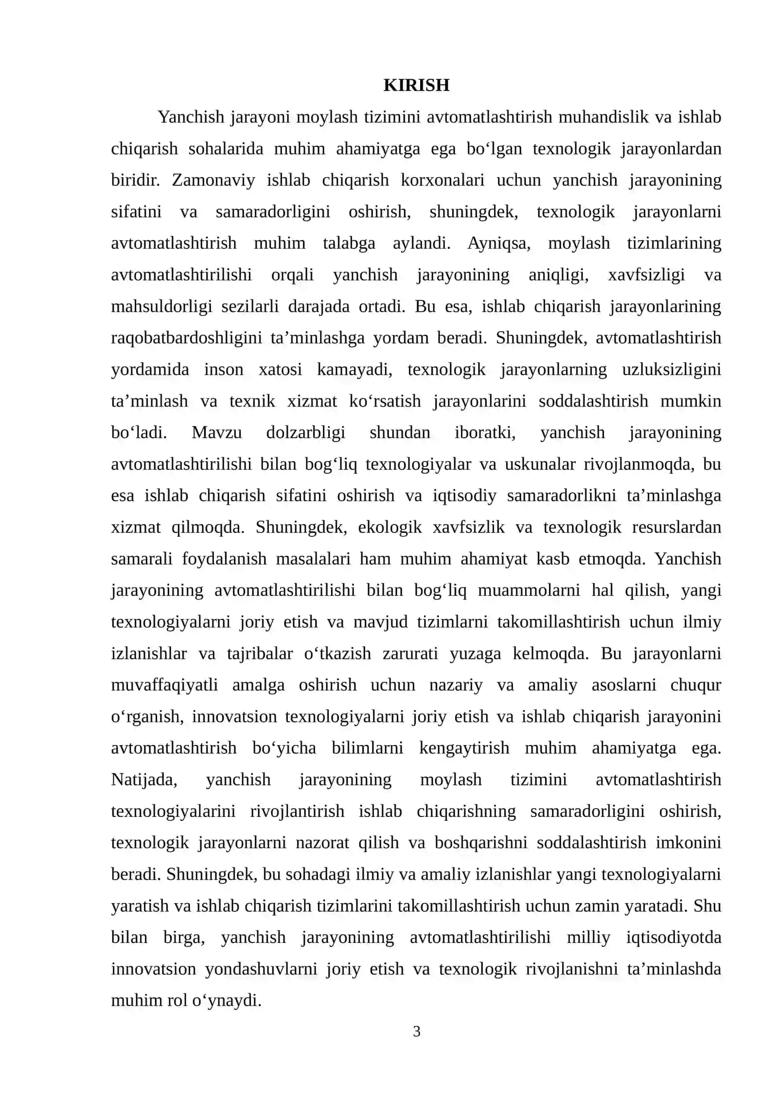 Yanchish jarayoni moylash tizimini avtomatlashtirish 2