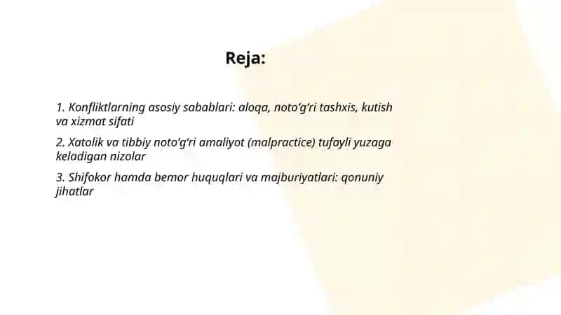 Sogʻliqni saqlash tizimidagi bemor-shifokor oʻrtasidagi konfliktlar 2
