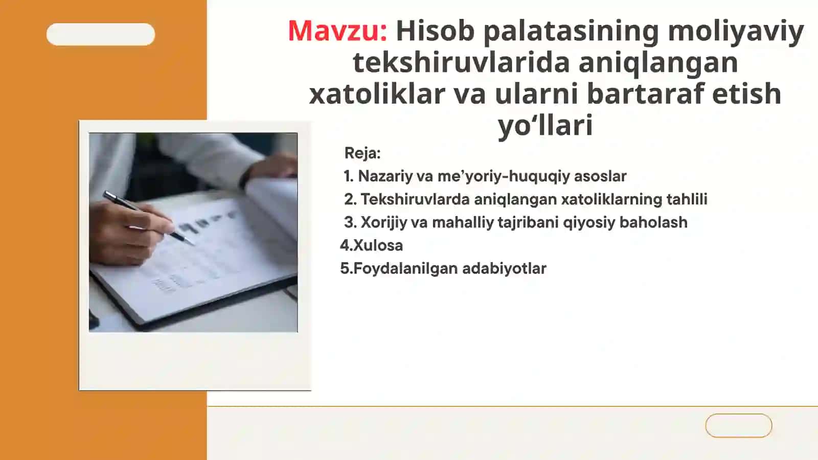 Hisob palatasining moliyaviy tekshiruvlarida aniqlangan xatoliklar va ularni bartaraf etish yo‘llari 2