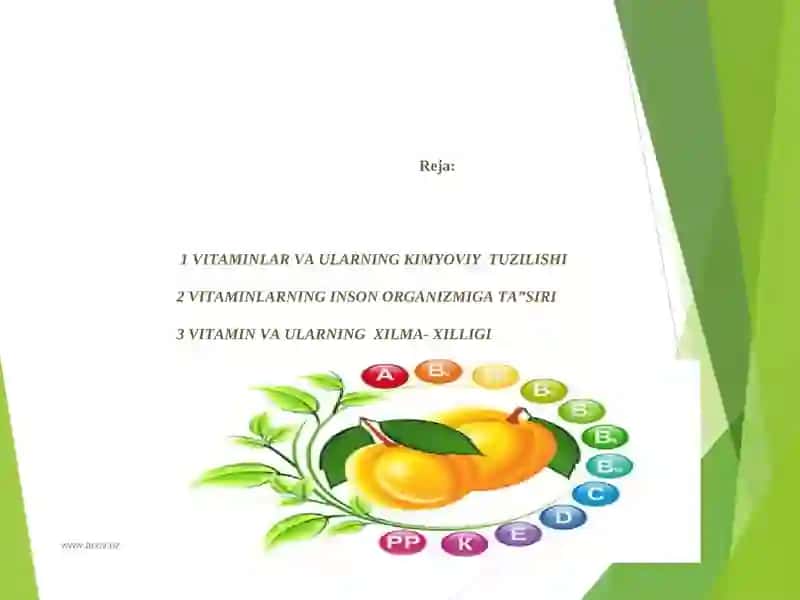 Vitaminlar biokimyo va molekulyar biologiviy roli 2