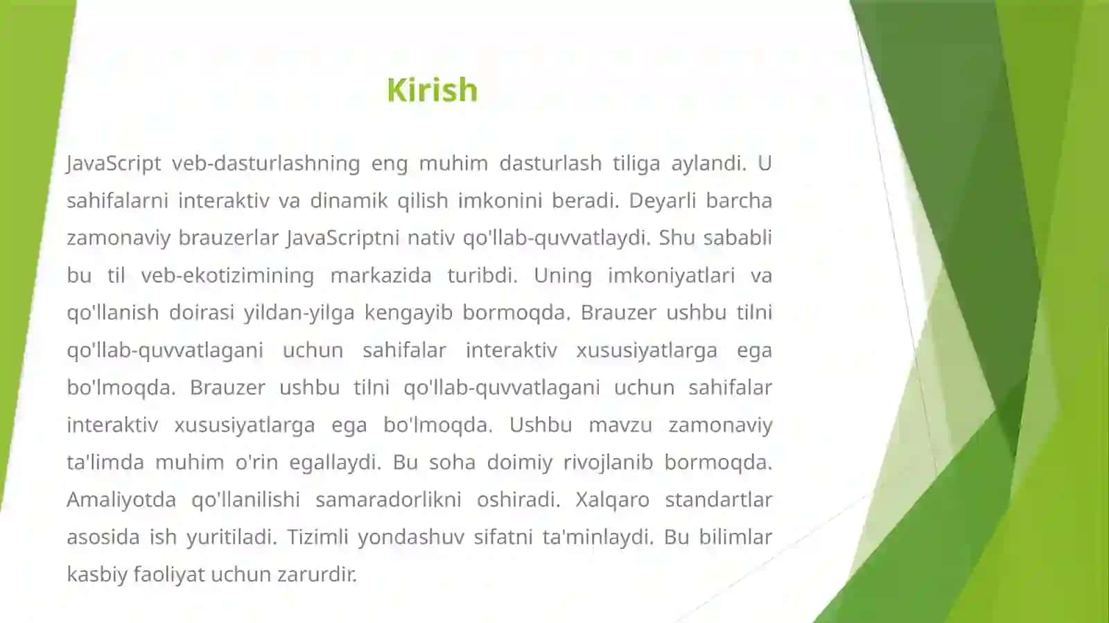 JavaScript Dasturlash Tilining Veb-Dasturlashdagi O'rni 2