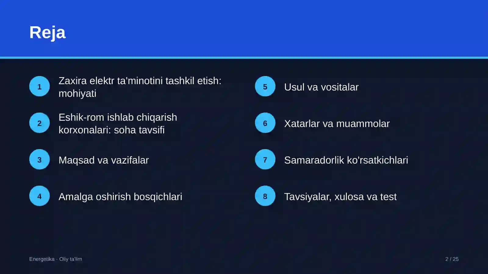 Eshik-rom ishlab chiqarish korxonalarida zaxira elektr ta'minotini tashkil etish 2