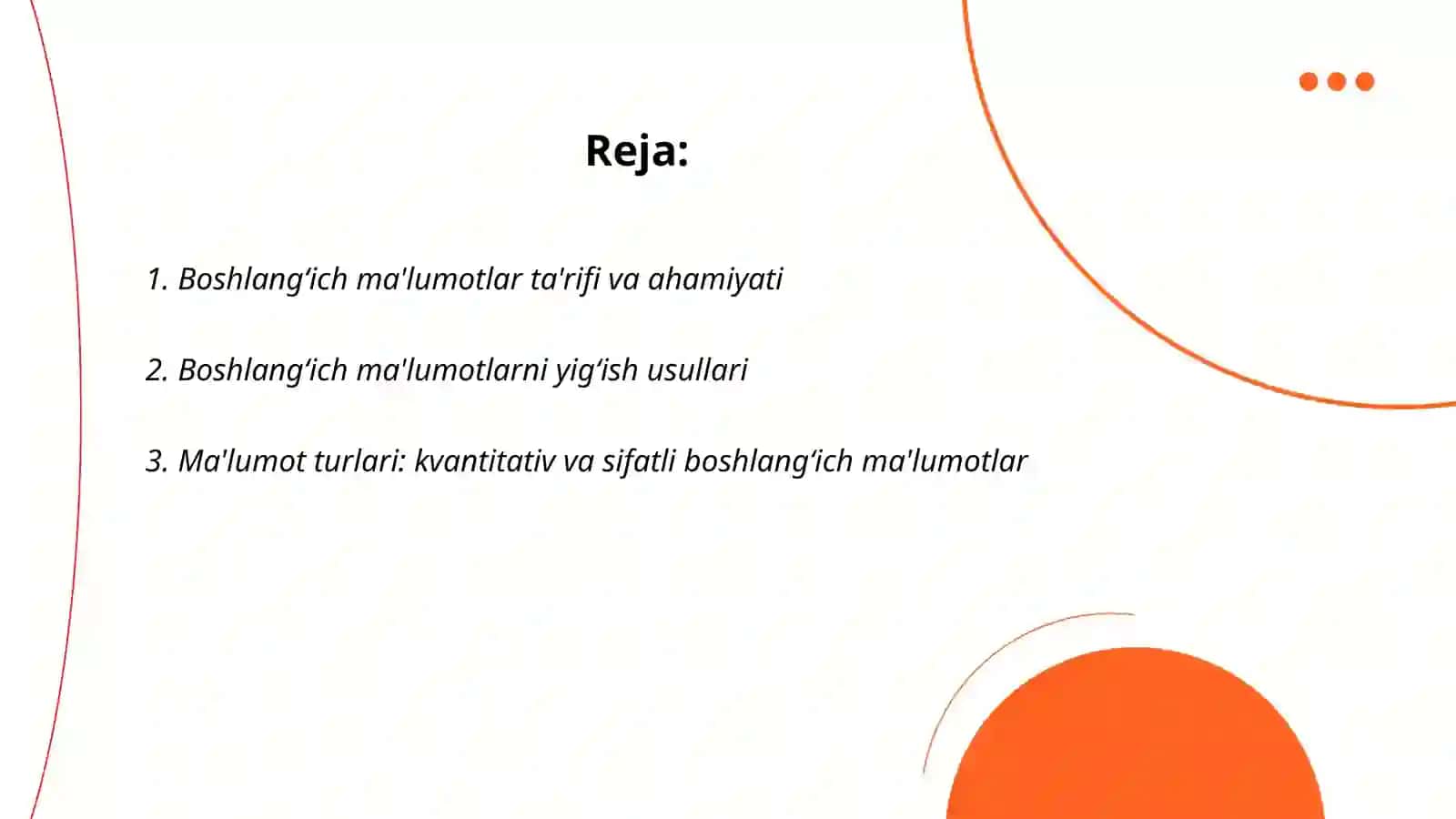 Loyihalash uslublarida boshlangʻich ma'lumotlar 2