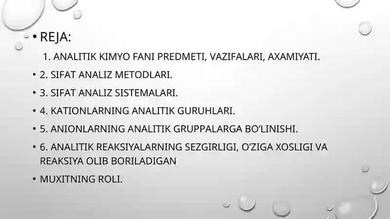 Analitik kimyo va vazifalari 2