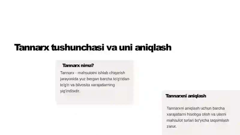 Mahsulot ishlab chiqarish tannarxi hisobi 2