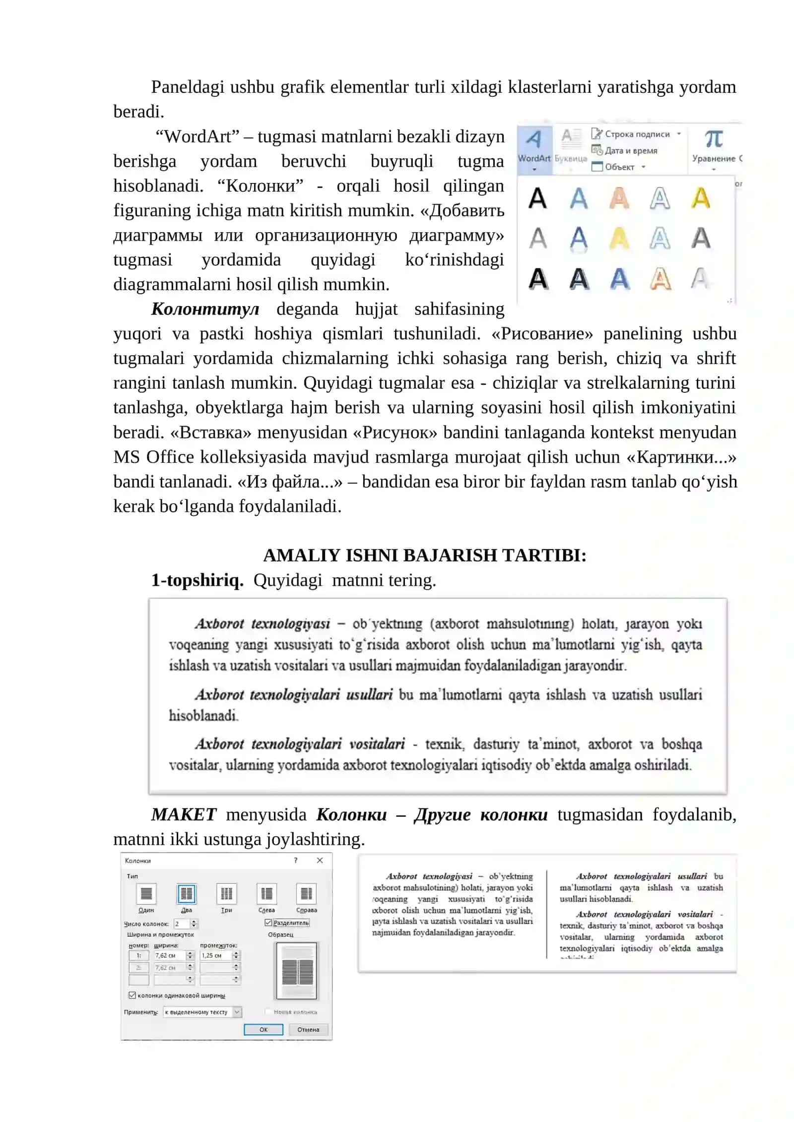 MATN MUHARRIRLARIDA AXBOROTLARNI YARATISH VA ISHLOV BERISH TEXNOLOGIYALARI 2