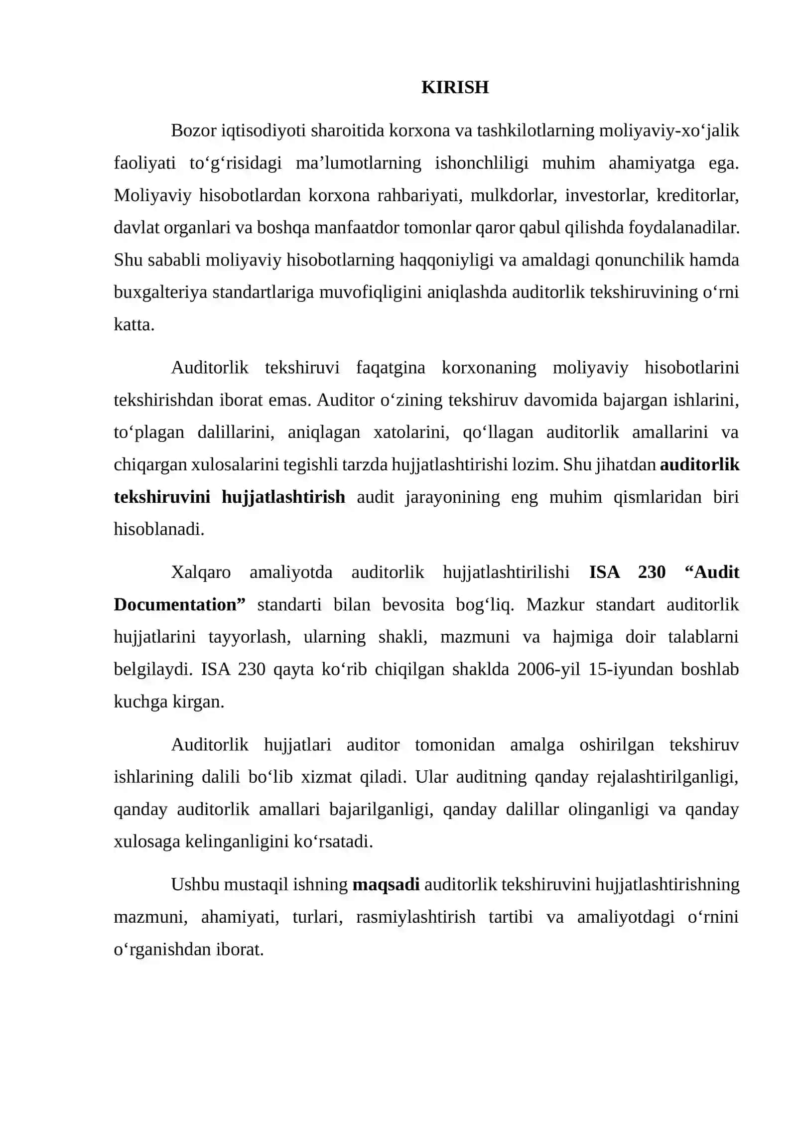 AUDITORLIK TEKSHIRUVINI HUJJATLASHTIRISH 2