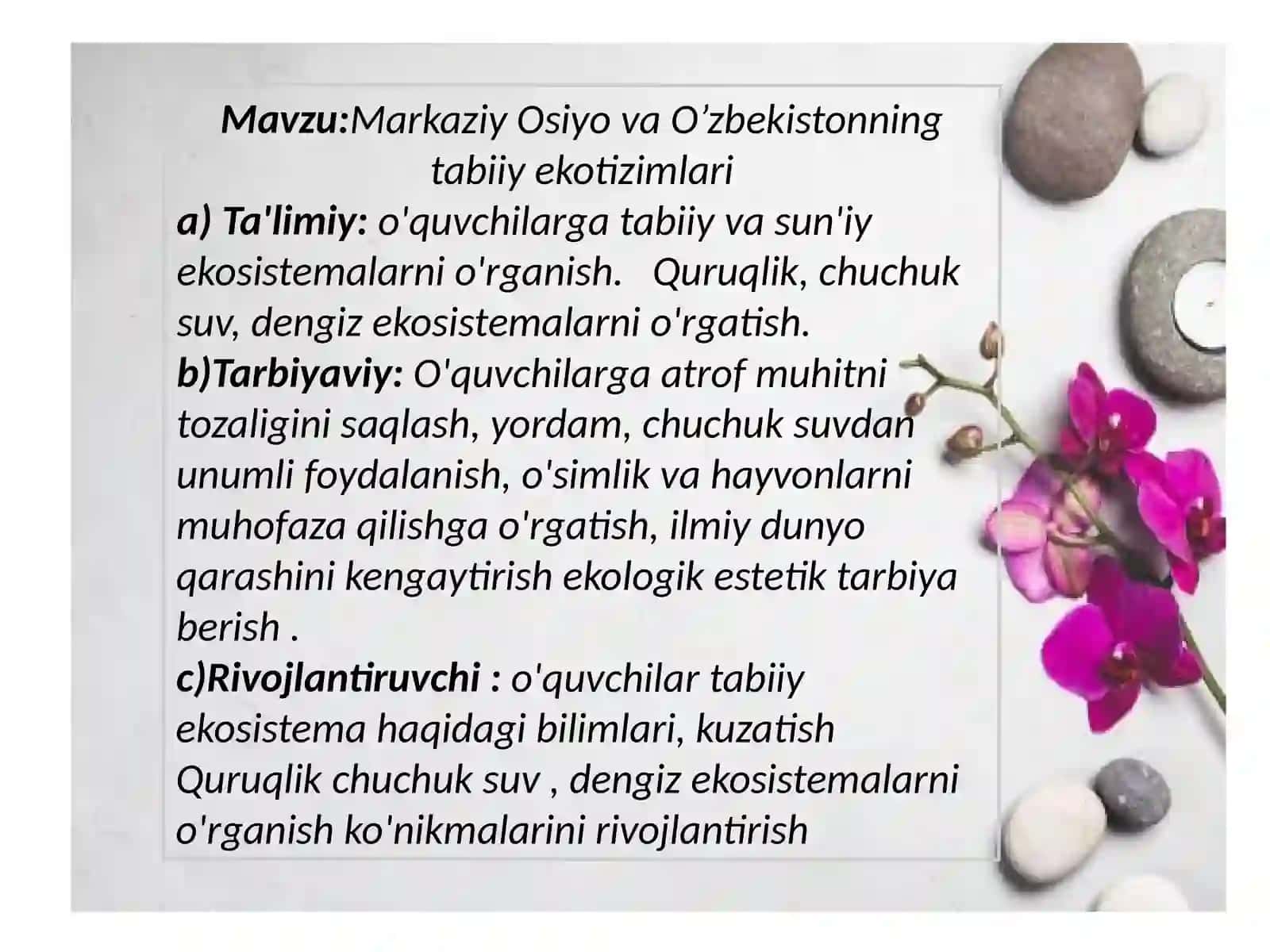 Markaziy Osiyo va O’zbekistonning tabiiy ekotizimlari 2