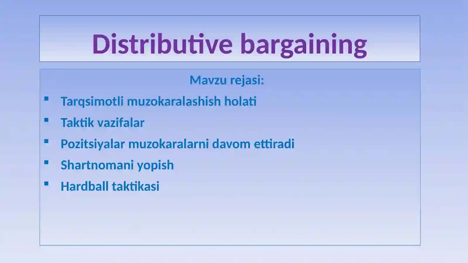 Distributive bargaining 2