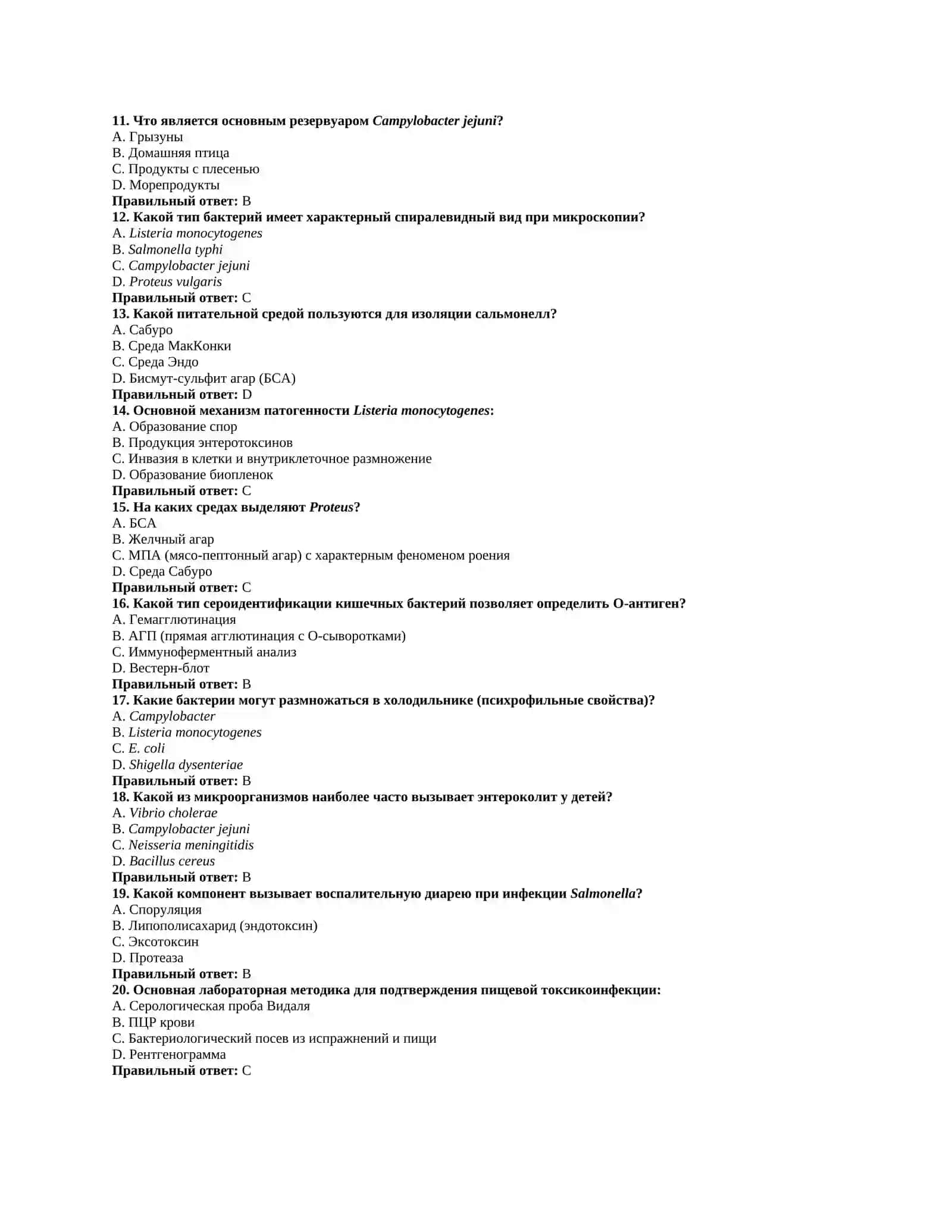 Пищевые отравления, вызванные Proteus, Salmonella, Campylobacter, E. coli и Listeria. Классификация Salmonella (Kauffmann–White), серои идентификация кишечных бактерий 2
