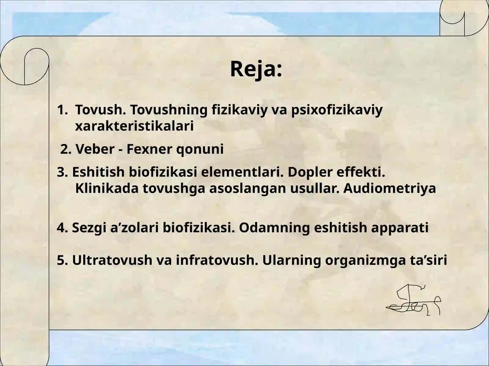 Akustika asoslari. Tibbiyot datovushdan foydalanish 2