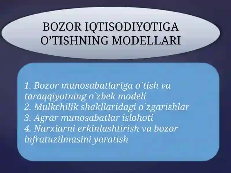Bozor iqtisodiyotiga o'tishning modellari 2