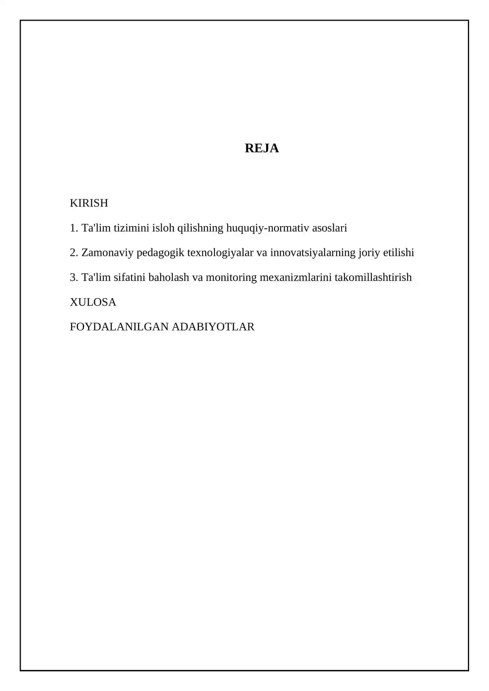 O'zbekiston Respublikasida ta'lim sohasida olib borilayaotgan ilohotlar 2