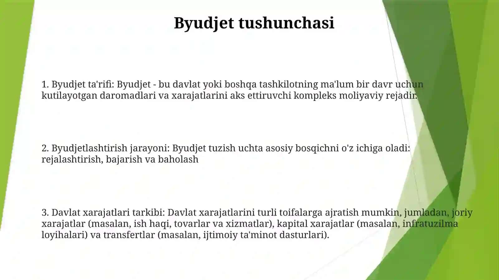Byudjetning Ta'Rifi Va DavlatXarajatlariTarkibi 2