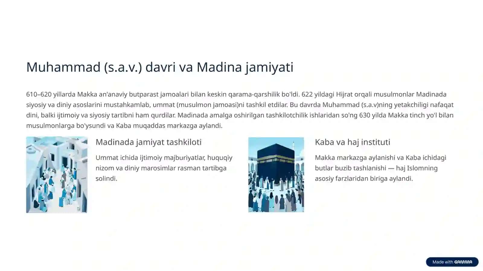 Arablarning ijtimoiy‑madaniy taraqqiyoti va Islomning paydo bo'lishi 2