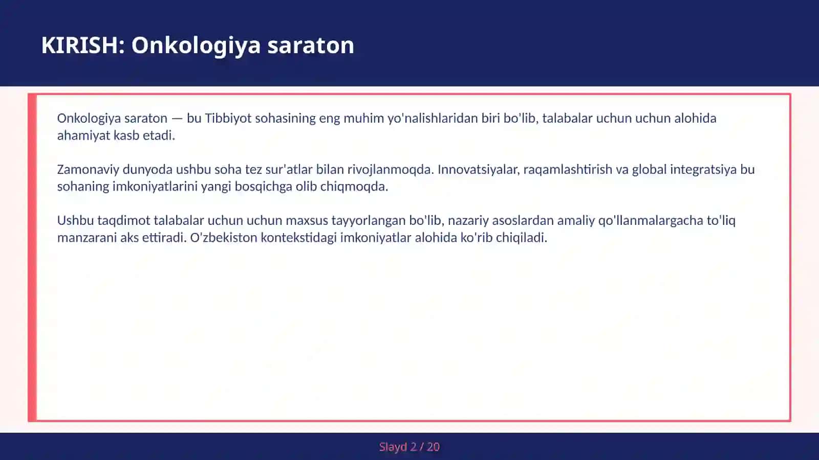 Onkologiya saraton 2