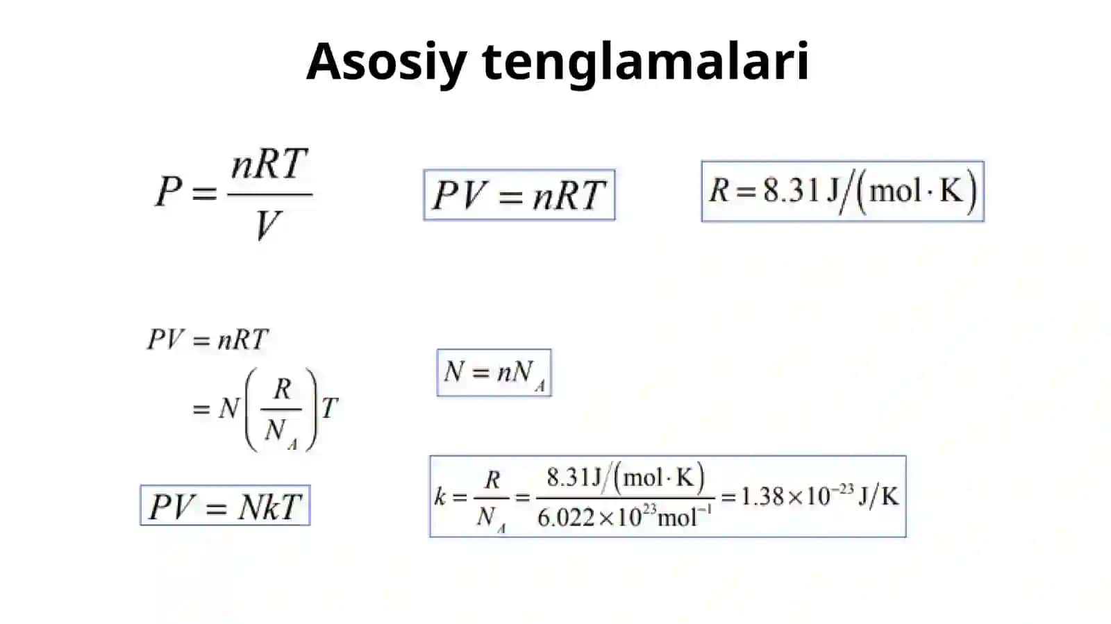 Ideal gazning ichki energiyasi 2