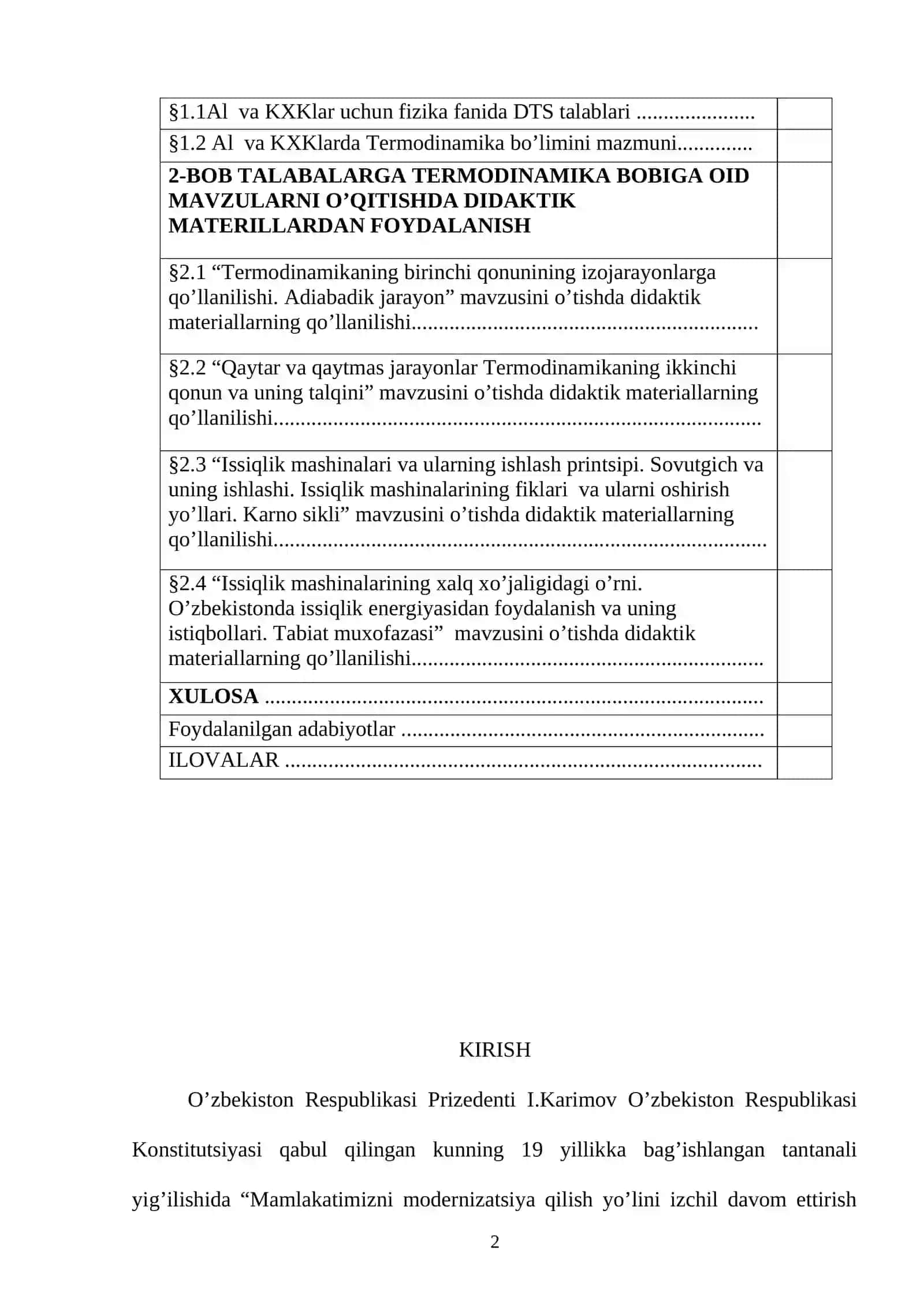AKADEMIK LITSEY VA KASB – HUNAR KOLLEJLARIDA TERMODINAMIKA ASOSLARI BOBINI O’QITISHDA DIDAKTIK METODLARDAN FOYDALANISH USLUBI 2