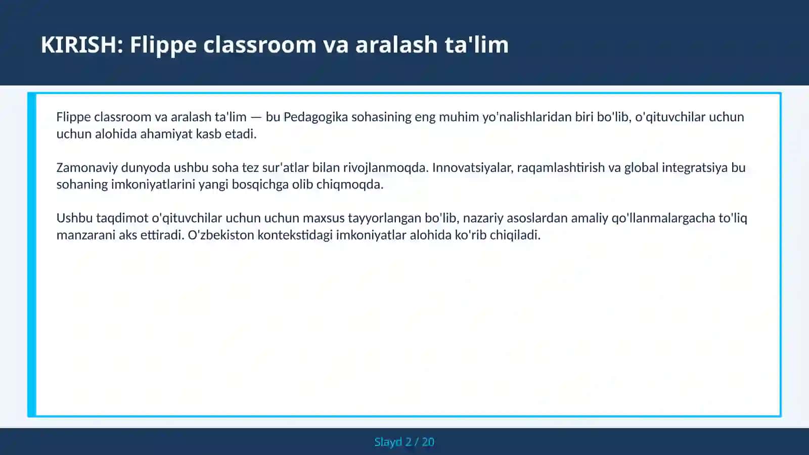 Flippe classroom va aralash ta'lim 2