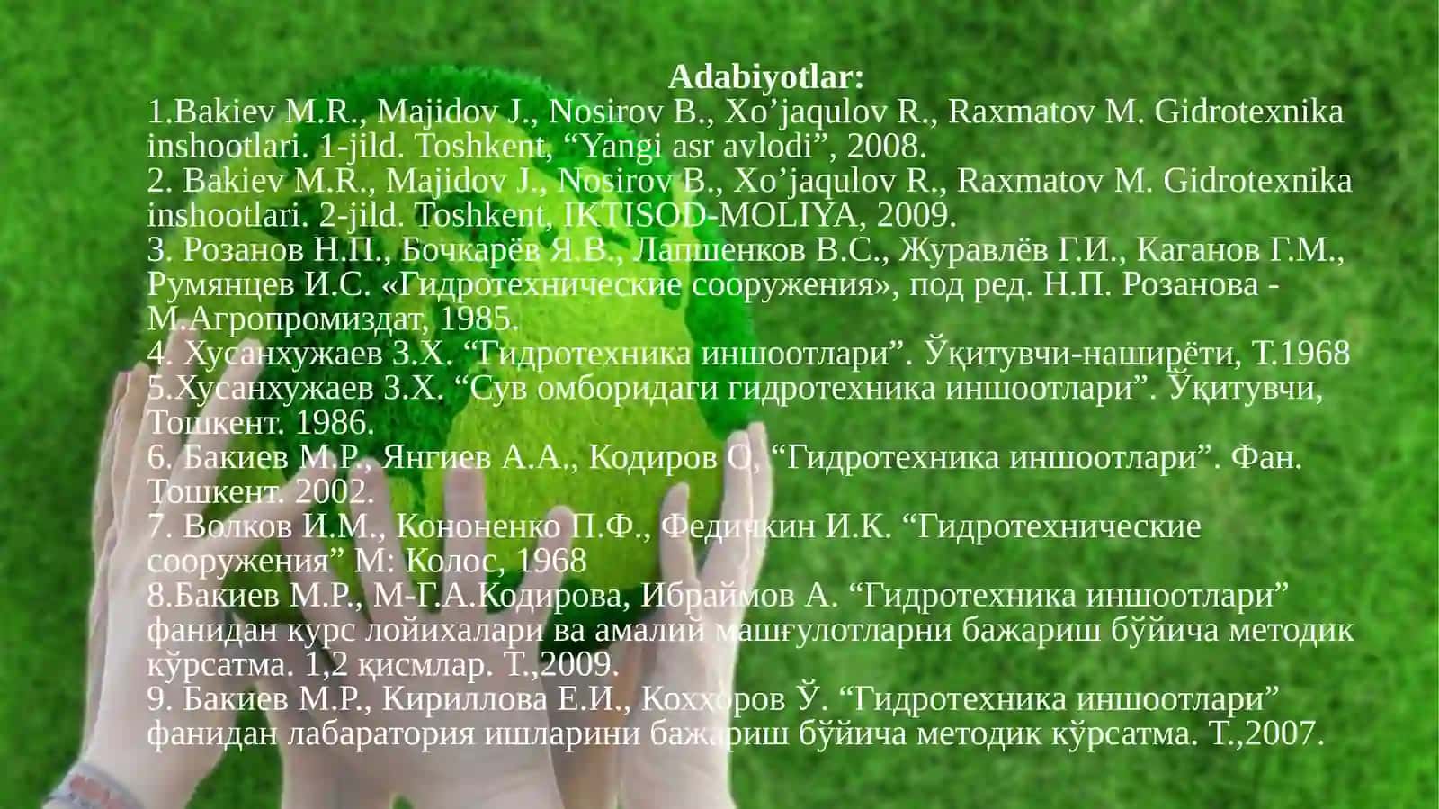Kanallarda quriladigan gidrotexnika inshootlari konstruksiyalari 2