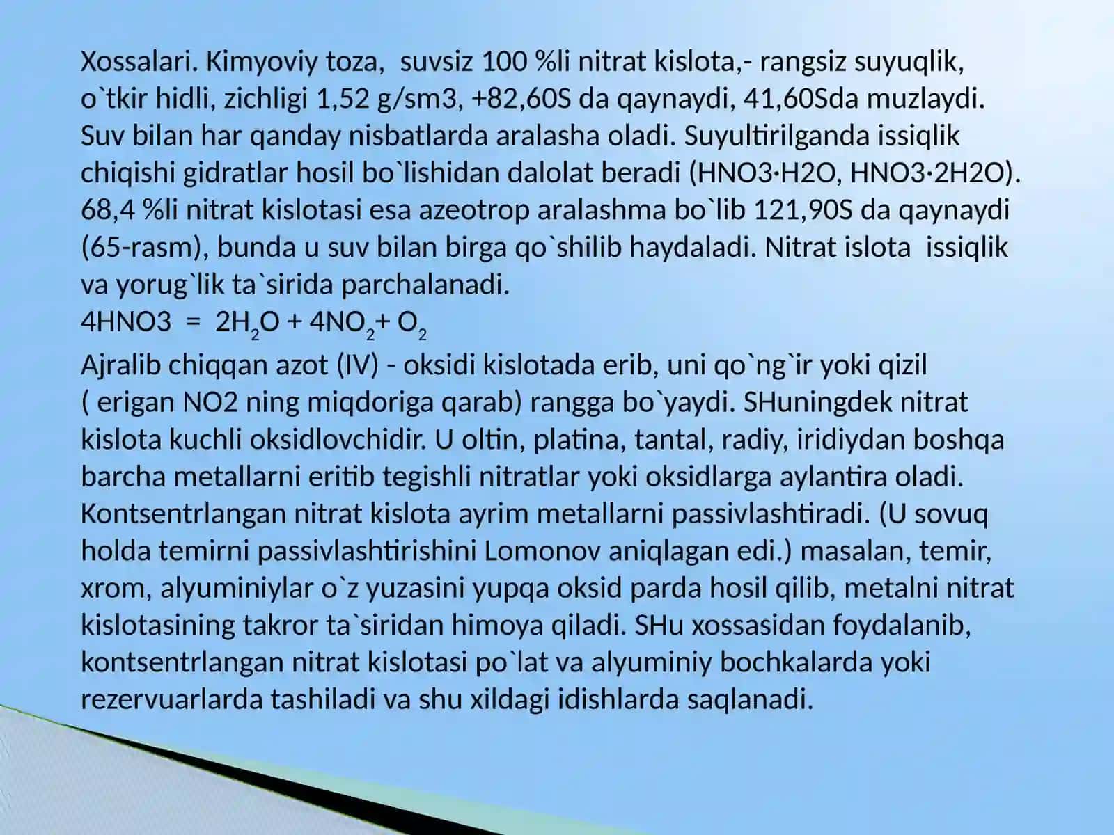 Nitratkislotaning kimyoviy xossalari 2