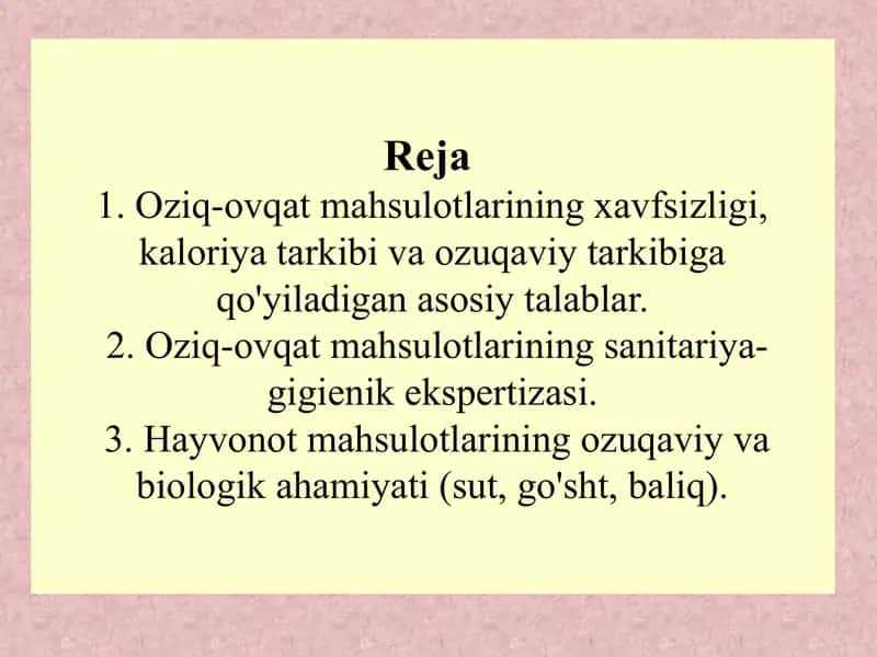 Tez buziluvchi ovqatlarni sanitariya-gigienik tekshirish 2