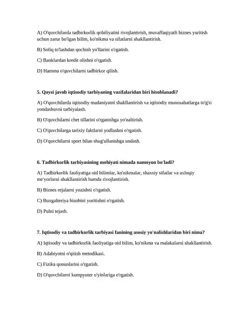 Iqtisodiy va tadbirkorlik tarbiyasi 2