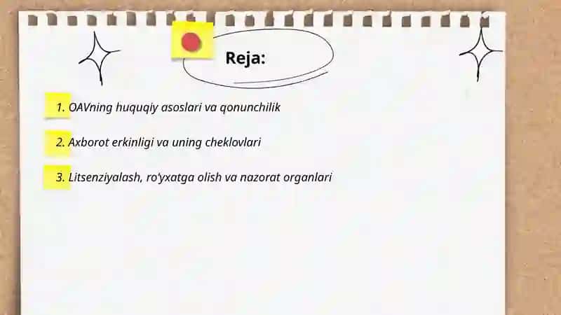 OAVning huquqiy asoslari va qonunchilik 2
