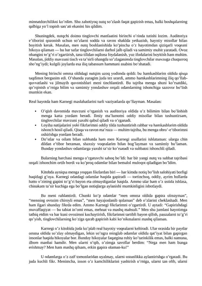 "O’ziga nisbatan ishonchni kuchaytirish va omma oldida chiqishlar orqali odamlarga ta’sir ko’rsatish" kitobi 2