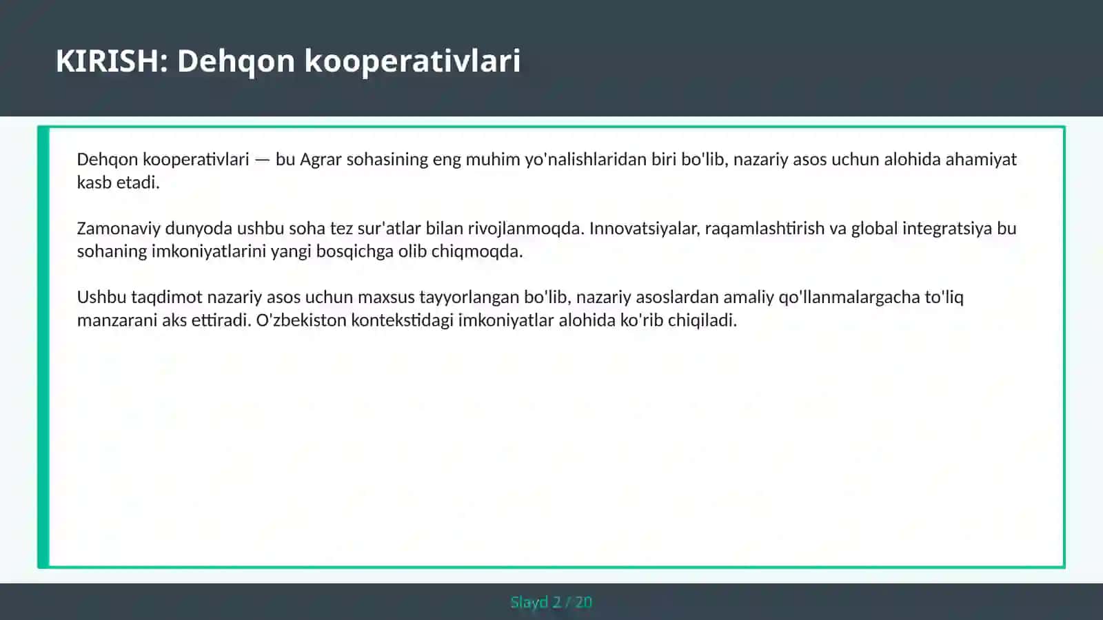 Dehqon kooperativlari 2