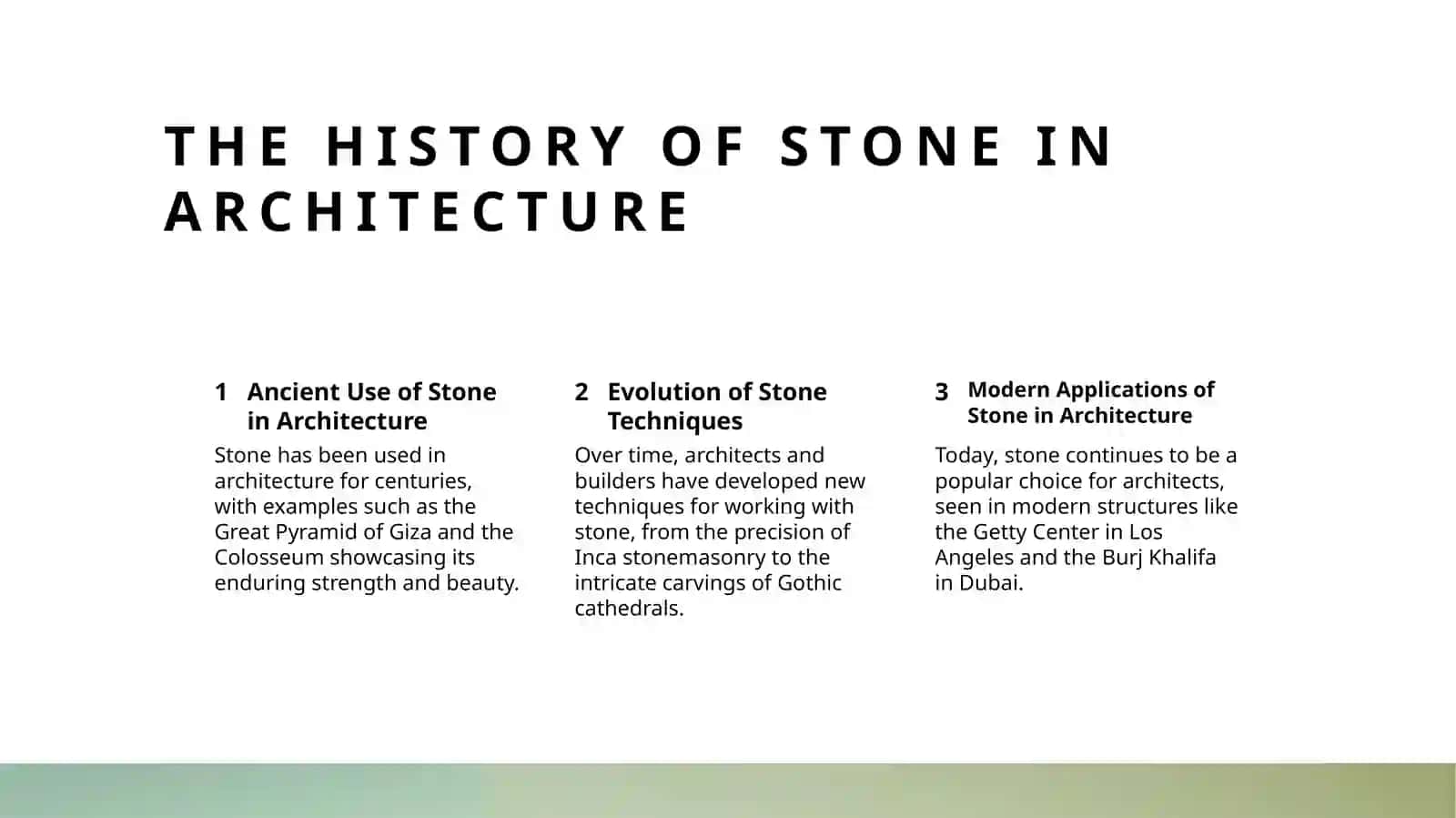 Mavzu: Architecture using Stone 2