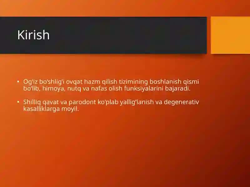 Tishva Og‘iz Bo‘shlig‘i Shilliq Qavati, Parodont Kasalliklari 2