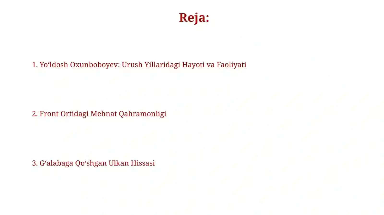 Yoʻldosh Oxunboboyevning urushga qoʻshgan hissasi 2