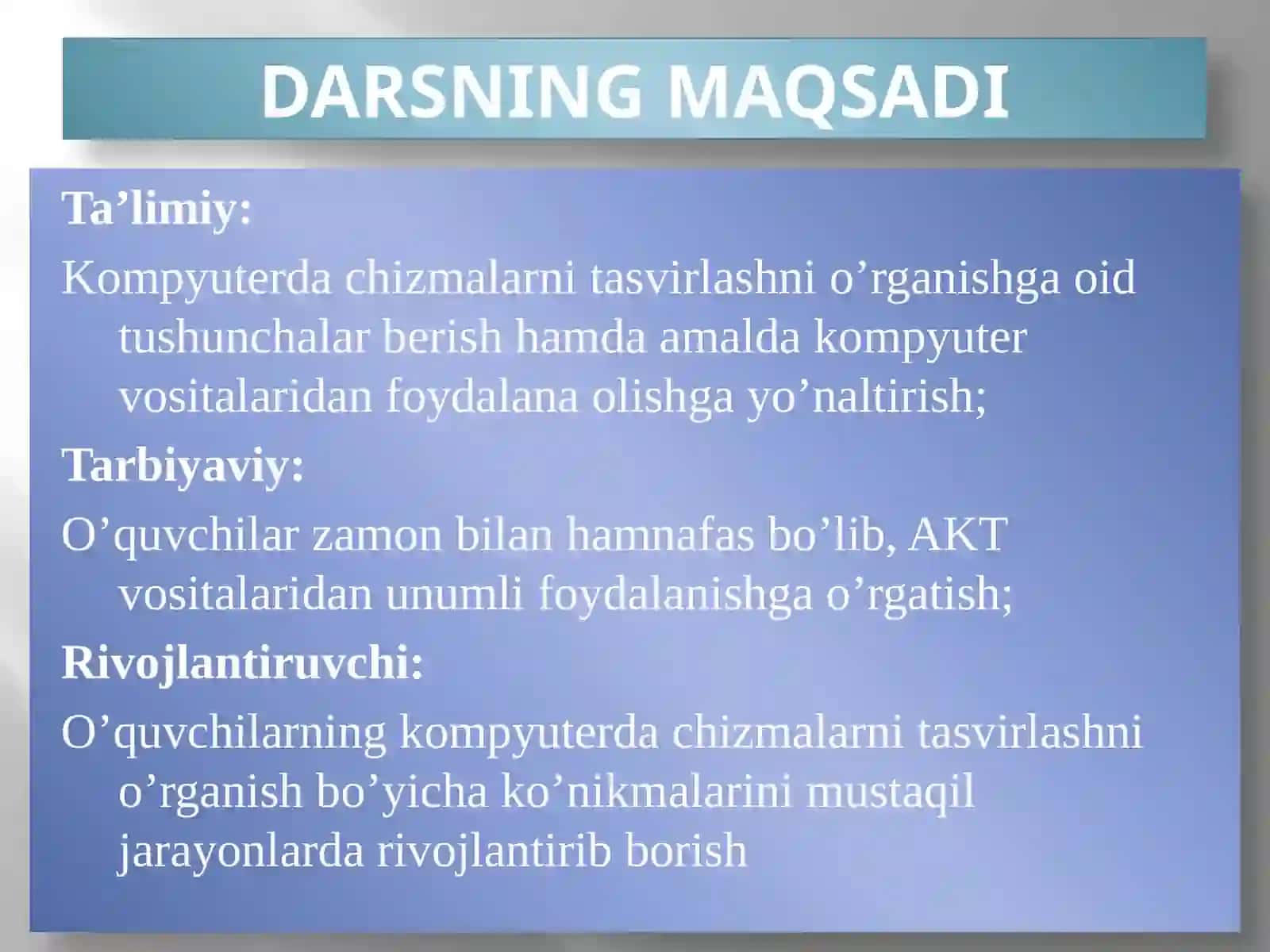 Darsning Maqsadi 2