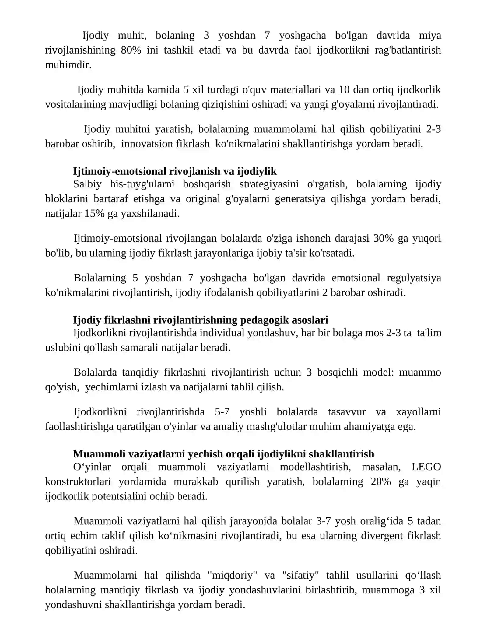 Bolalarda ijodkorlikni rivojlantiruvchi oquv modeli 2