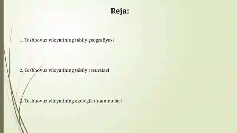Toshhovuz viloyatining tabiiy geografiyasi 2