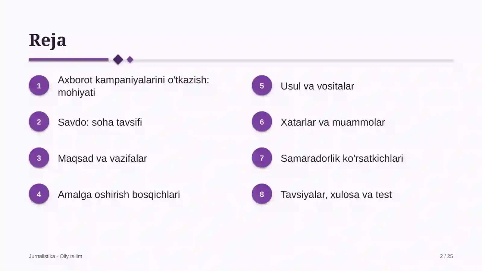 Savdoda axborot kampaniyalarini o'tkazish 2