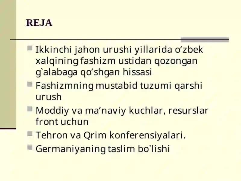 Ikkinchi jahon urushida O'zbekiston 2