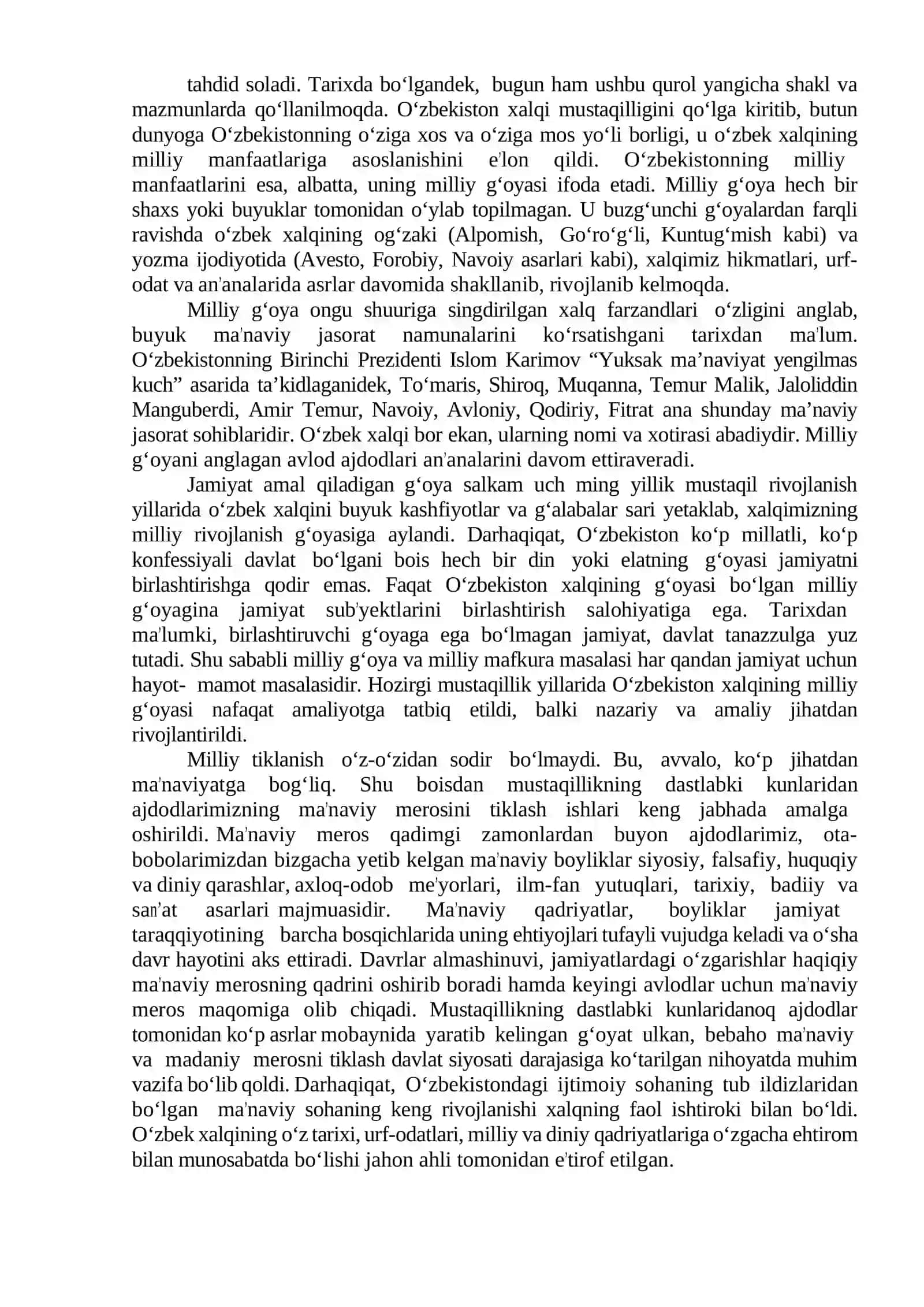 MUSTAQILLIK YILLARIDA OʻZBEKISTONDAGI MAʼNAVIY VA MADANIY TARAQQIYOT 2