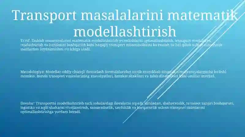 Transport Masalasi Matematik Modellar 2