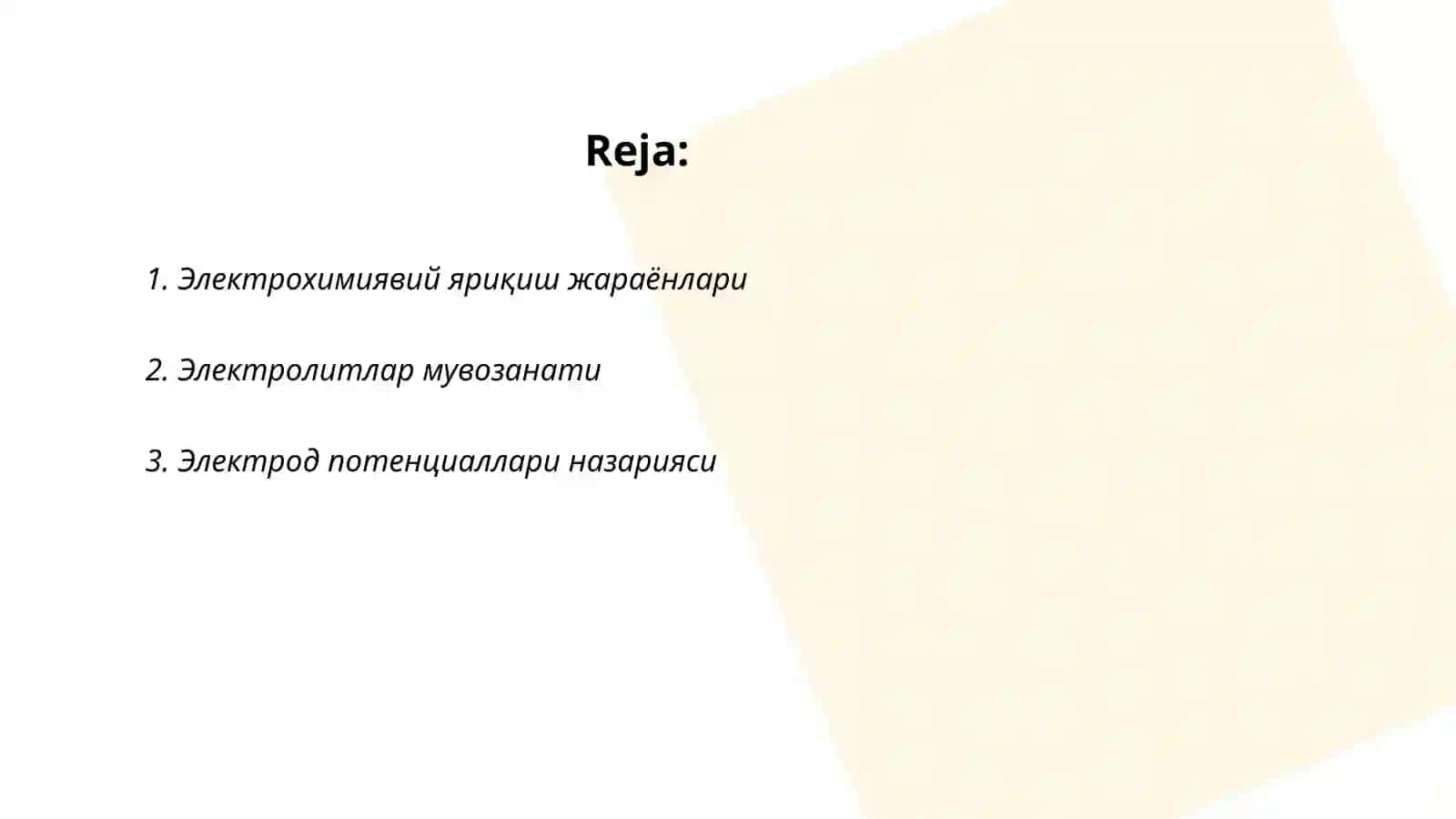 Elektra kimyoviy analiz qonunlari 2