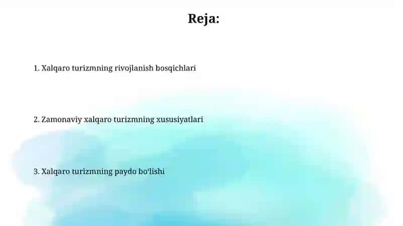 Xalqaro turizimning rivojlanishi 2
