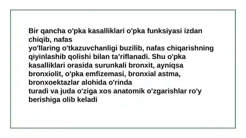 O‘pkaning metabolik funktsiyalari va ularning buzilishlari 2