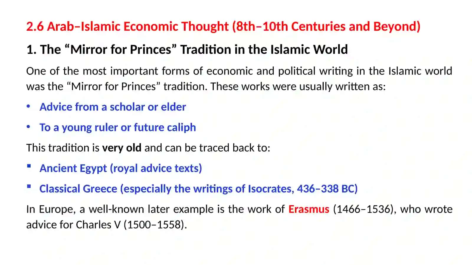 The Tradition of Economic Thought Arab-Islamic World 2