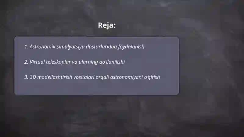 Astronomiya o’qitishda zamonaviy kompyuter va dasturiy mahsulotlardan foydalanish usullari 2