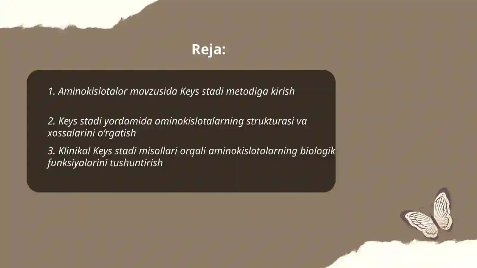 Aminokislotalar mavzusini oʻqitishda Keys stadi metodidan foydalanish 2